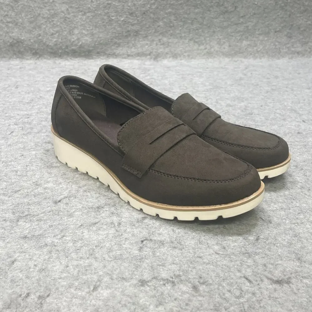 St. John’s Bay Barrow Loafers Women’s Size 8 Olive Green Slip On Comfort Shoes
